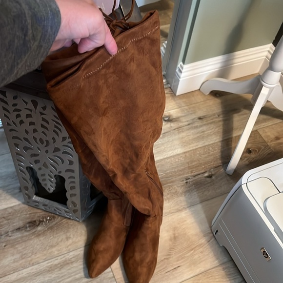 Suede boots, over the knee, caramel brown 🔥 - Picture 7 of 12